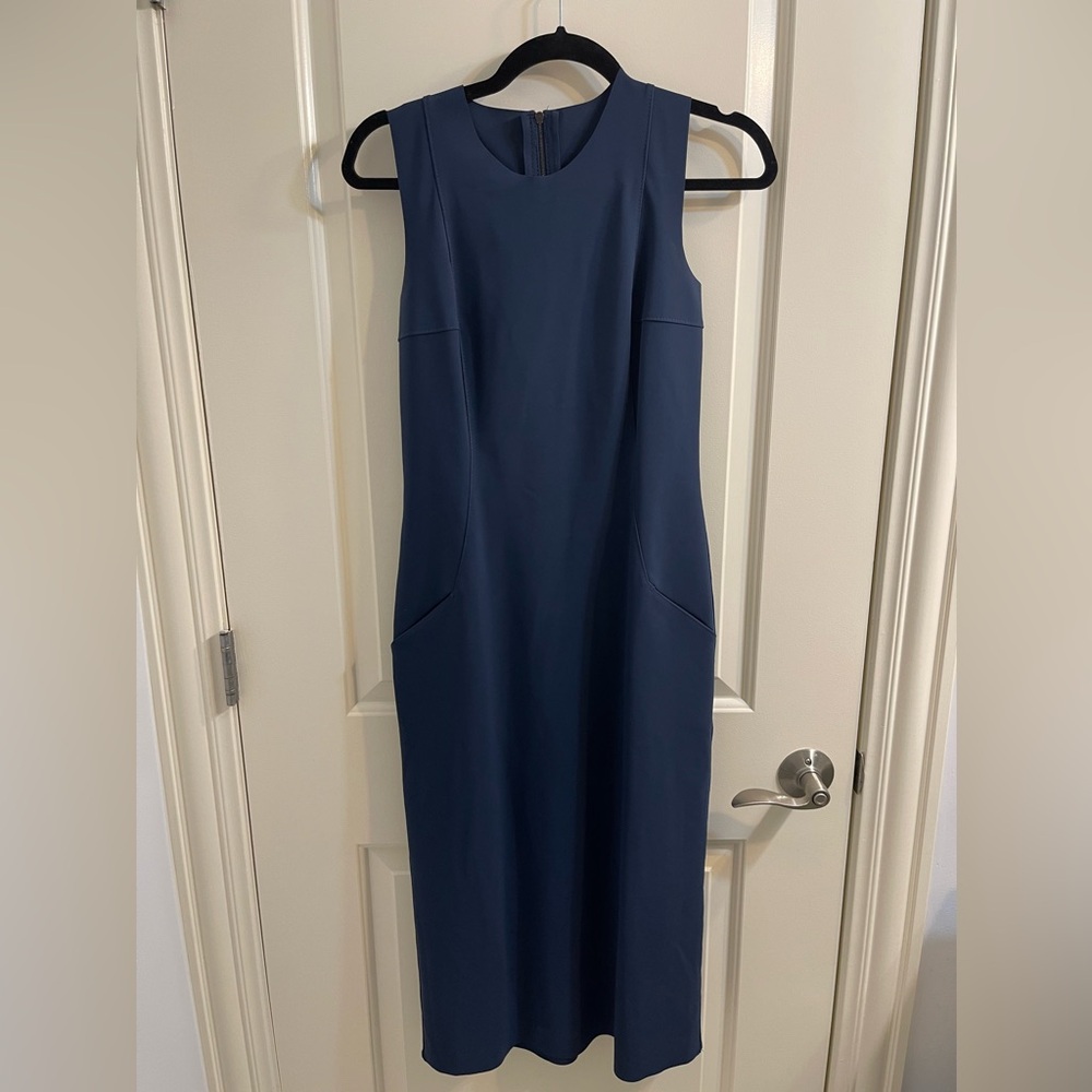 Stunning m2057 Navy Blue Shesth Dress full back zipper